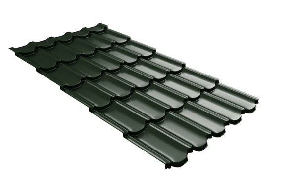 Металлочерепица квинта плюс с 3D резом 0,5 GreenСoat Pural Matt RR 11 темно-зеленый (RAL 6020 хромовая зелень) купить в Сибае