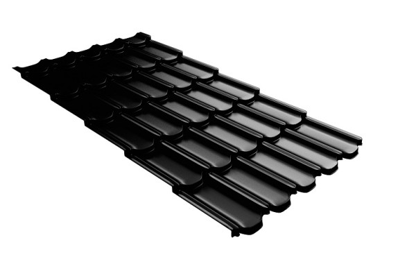 Металлочерепица квинта плюс с 3D резом 0,5 GreenСoat Pural Matt RR 33 черный (RAL 9005 черный) купить в Сибае