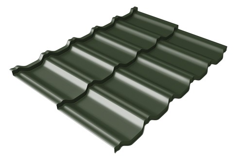 Металлочерепица модульная Квинта Uno Grand Line c 3D резом 0,5 GreenСoat Pural Matt RR 11 темно-зеленый (RAL 6020 хромовая зелень) купить в Сибае