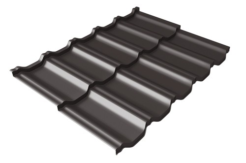 Металлочерепица модульная Квинта Uno Grand Line c 3D резом 0,5 GreenСoat Pural Matt RR 32 темно-коричневый (RAL 8019 серо-коричневый) купить в Сибае