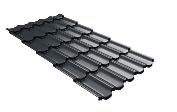 Металлочерепица квинта плюс с 3D резом 0,5 Satin RAL 7016 антрацитово-серый купить в Сибае