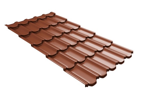 Металлочерепица квинта плюс с 3D резом 0,5 Satin Мatt RAL 8004 терракота купить в Сибае