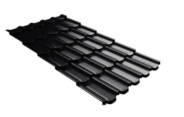 Металлочерепица квинта плюс с 3D резом 0,5 Satin Мatt RAL 9005 черный купить в Сибае