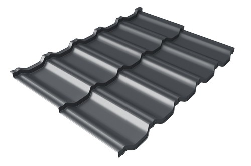 Металлочерепица модульная Квинта Uno Grand Line c 3D резом 0,5 Velur RAL 7024 мокрый асфальт купить в Сибае